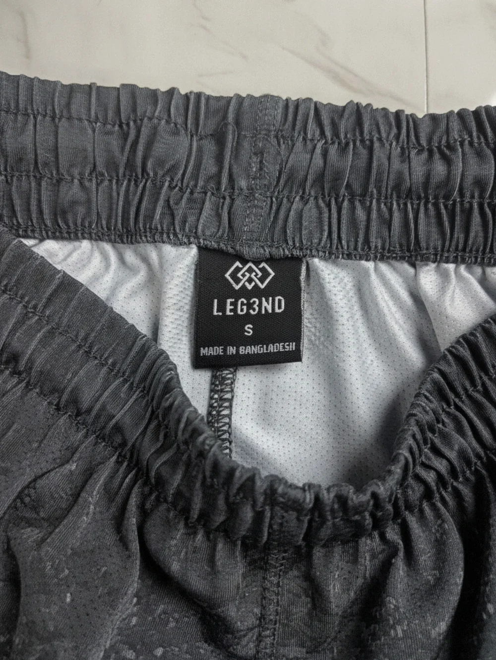 Men's Black and Gray Camouflage Athletic Shorts with Drawstr